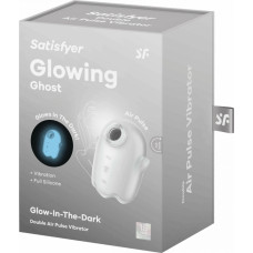 Satisfyer Glowing Ghost - Glow in the Dark - Dubultā gaisa impulsa vibrators - balts