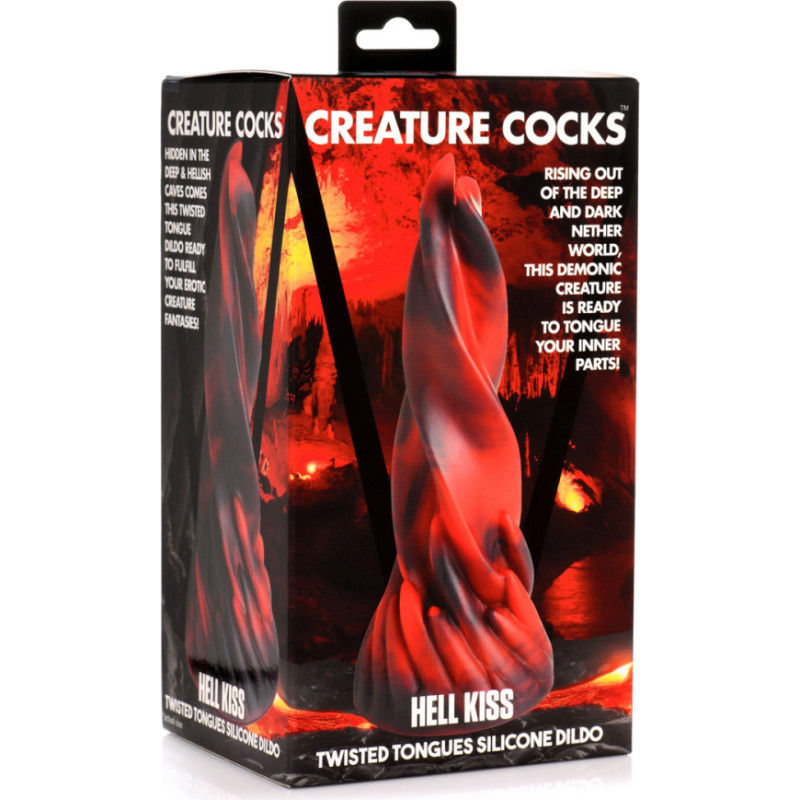 Xr Brands Hell Kiss Twisted Tongues Silicone Dildo - Red
