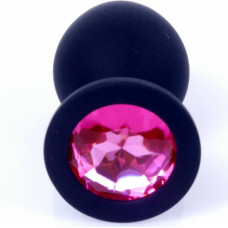 B - Series Heavyfun Plug-Jewellery Black Silicon PLUG Medium- Pink Diamond