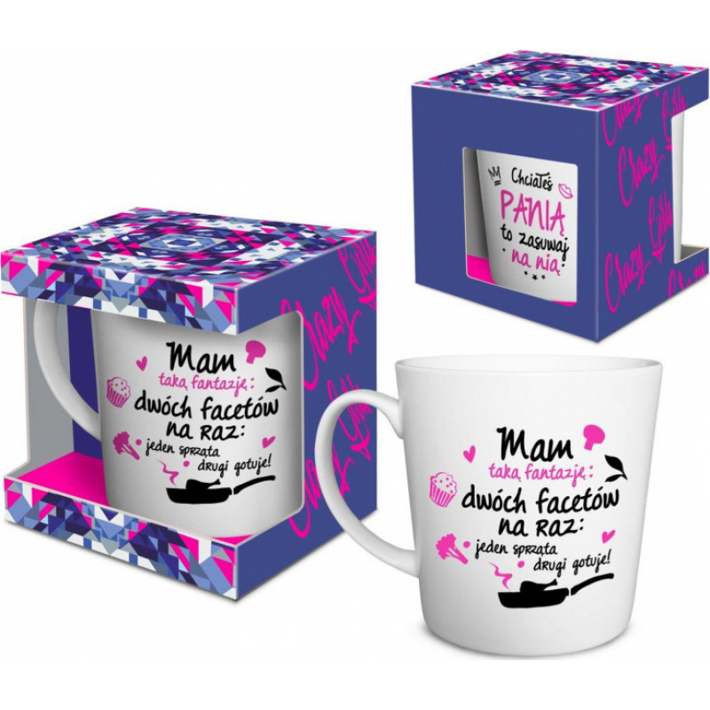 Bgtech Crazy Girl-Kubek NBC matowy 480ml. - Mam fantazję,dwóch na raz...