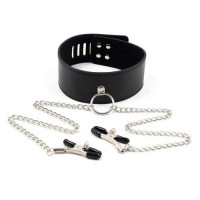Toyz4Lovers Collare con morsetti per capezzoli Leash nipple black
