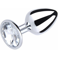 Fantasy Silver Medium Butt Plug with White Diamond