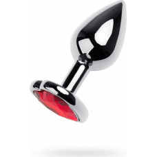 Metal By Toyfa Silver anal plug with pink gem heart-shaped