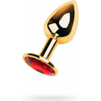 Metal By Toyfa Gold anal plug with gem, red