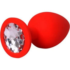 Fantasy Red large butt plug with white crystal