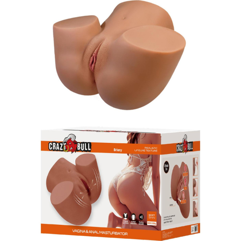 Crazy Bull Briony Realistic Vagina & Anal Masturbator with Vibrations – Brown