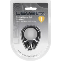 Levelz By Shots Liquid Silicone Single Weighted Ball Cockring - Black