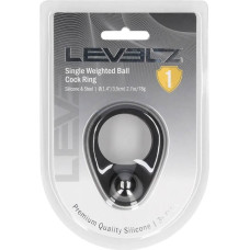 Levelz By Shots Liquid Silicone Single Weighted Ball Cockring - Black