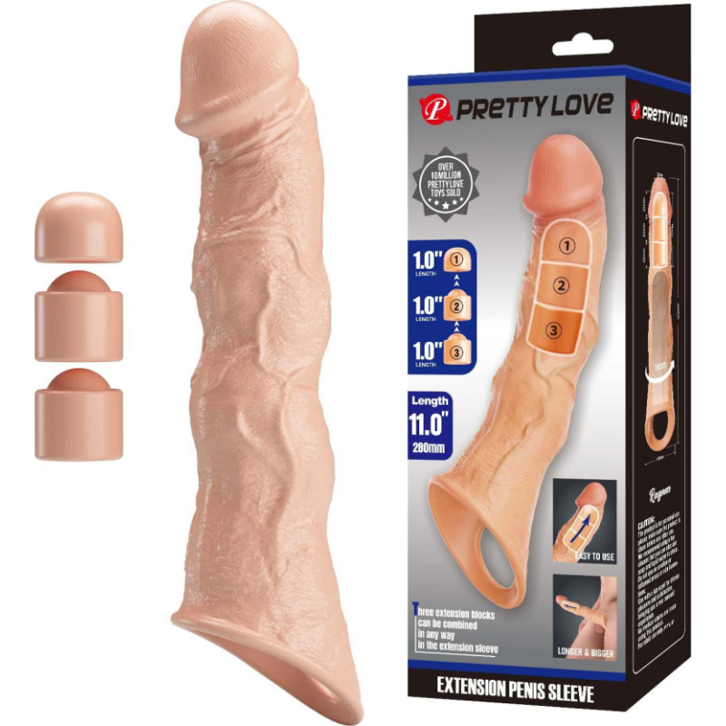 Pretty Love Extension Penis Sleeve with Modular Length Blocks – 28 cm