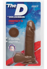 Doc Johnson Perfect D - reālistisks ULTRASKYN dildo ar bumbiņām - 7/18 cm - šokolādes krāsā