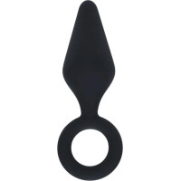 Levelz Silicone Anal Plug with Loop - S - Black