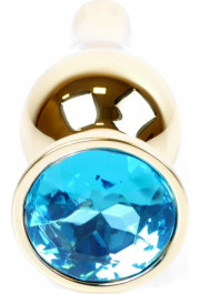 B - Series Heavyfun Plug-Jewellery Gold BUTT PLUG- Light Blue