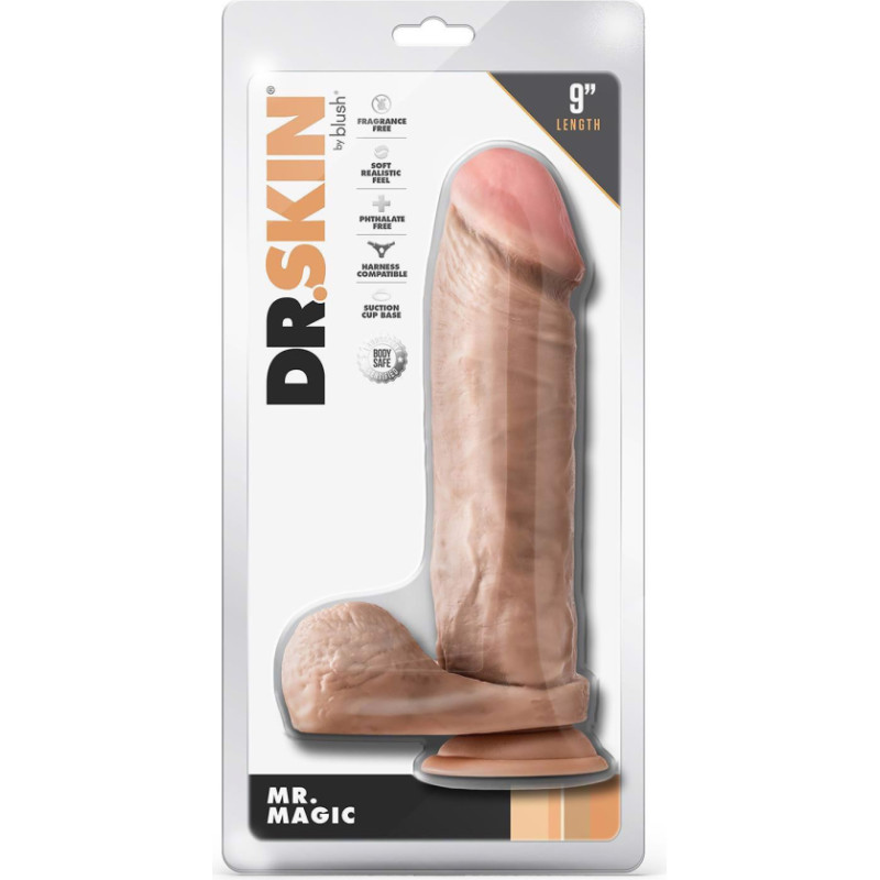 Blush DR. SKIN MR. MAGIC 9 INCH DILDO WITH BALLS BEIGE