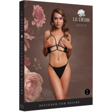 Le Désir Open Cup Triangle Bra with Lace and Adjustable Sliders - One Size - Black
