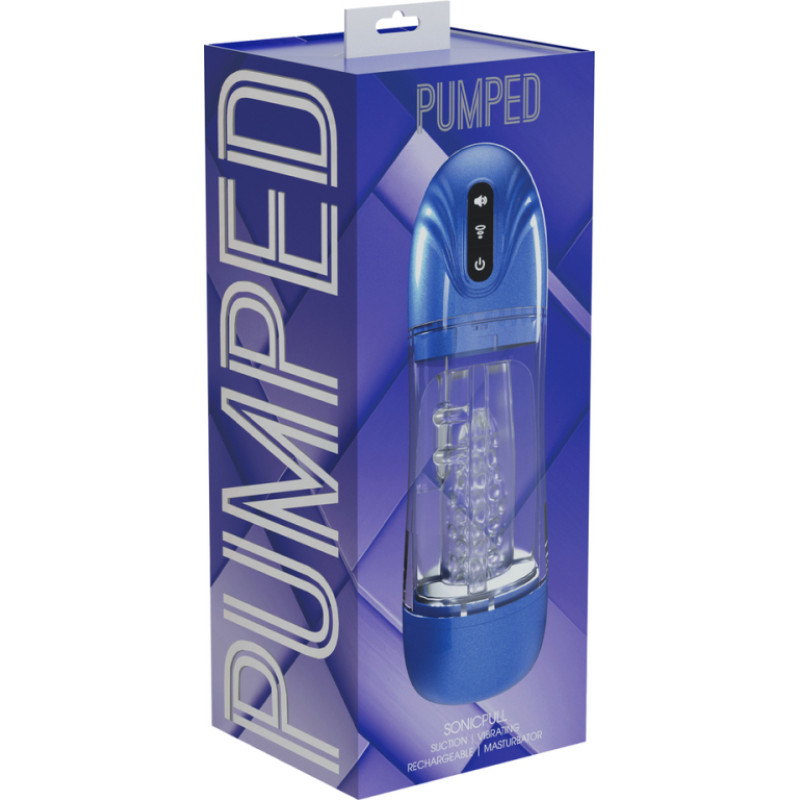 Pumped SonicPull - Suction and Vibration Masturbator Pump - Multimedia Enhanced - Metallic Blue