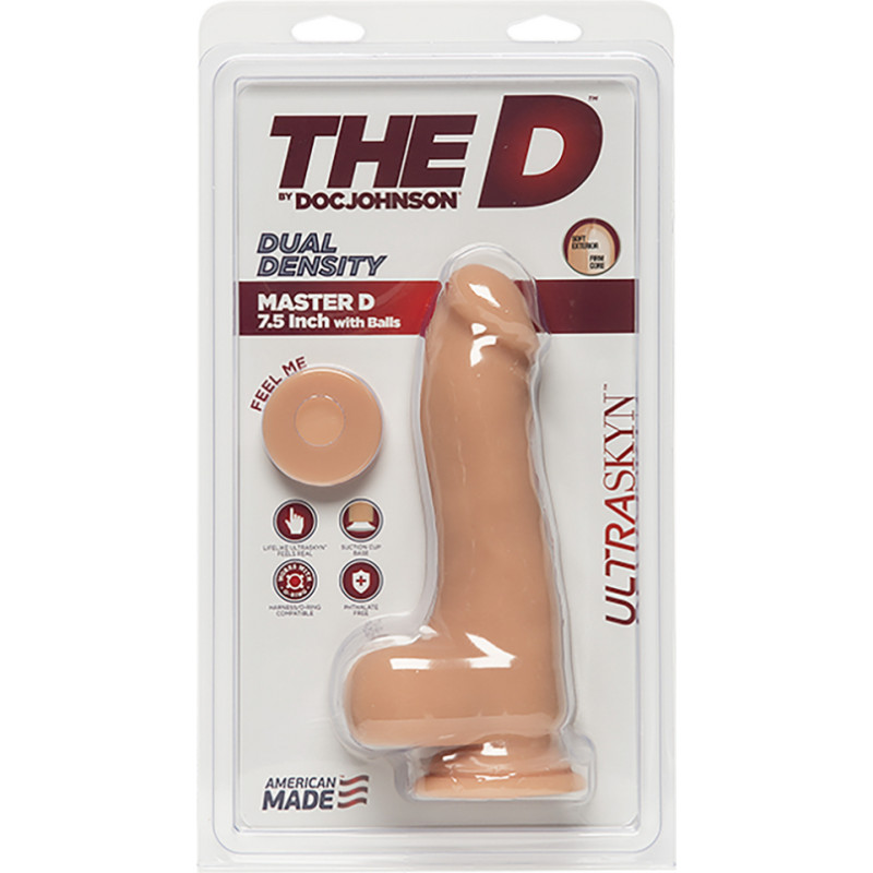 Doc Johnson Master D - reālistisks FIRMSKYN dildo ar bumbiņām - 7 / 18 cm