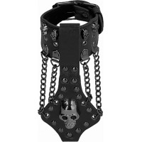 Ouch! Skulls and Bones - Bracelet with Skulls and Chains - Black