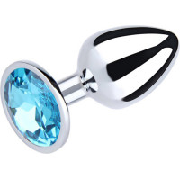 Fantasy Silver Large Butt Plug with Blue Diamond