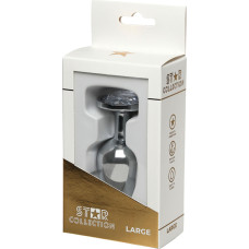 Star Collection - Silver Metal Anal Plug L - Clear Stone