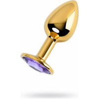 Metal By Toyfa Golden anal plug TOYFA Metal,with a amethyst colored gem