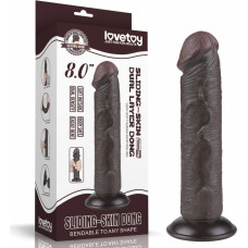 Lovetoy 8'' Sliding Skin Dual Layer Dong Black