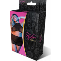 Magic Silk Punktētu sieta kakla siksnas un svārku komplekts - 2x - melns