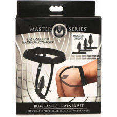 Xr Brands Bum-Tastic - silikona 3 daļu anālā aizbāžņa komplekts ar siksniņām