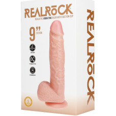 Realrock By Shots Vibruojantis tiesus penis su kamuoliukais - 9 / 23 cm - kūno spalvos