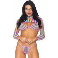 Leg Avenue Rainbow Bikini Top, String and Crop Top