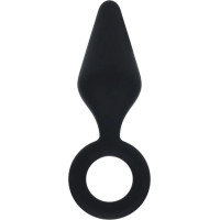 Levelz Silicone Anal Plug with Loop - M - Black