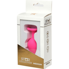 Star Collection - Pink Silicone Anal Plug M - Light Pink Stone