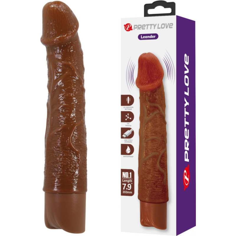 Pretty Love Leander Realistic Vibrating Dildo (Brown Edition)