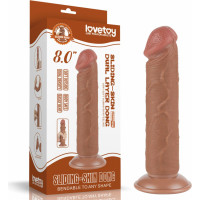 Lovetoy 8'' Sliding Skin Dual Layer Dong Brown