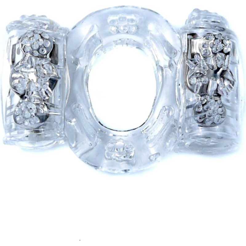 B - Series Easylove Pierścień-Vibrating CockRing Double Clear