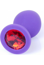 B - Series Heavyfun Plug-Jewellery Purple Silicon PLUG Medium- Red Diamond