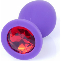 B - Series Heavyfun Plug-Jewellery Purple Silicon PLUG Medium- Red Diamond