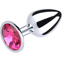 Fantasy Silver Large Butt Plug with Pink Diamond