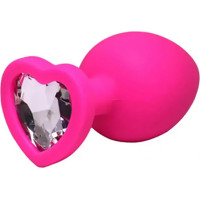 Fantasy Pink small heart-shaped butt plug with white crystal
