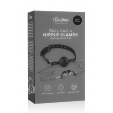 Easytoys Knebel-Open Ball Gag With Nipple Clamps