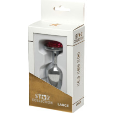 Star Collection - Silver Metal Anal Plug L - Pink Stone