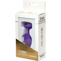 Star Collection - Purple Silicone Anal Plug M - Clear Stone