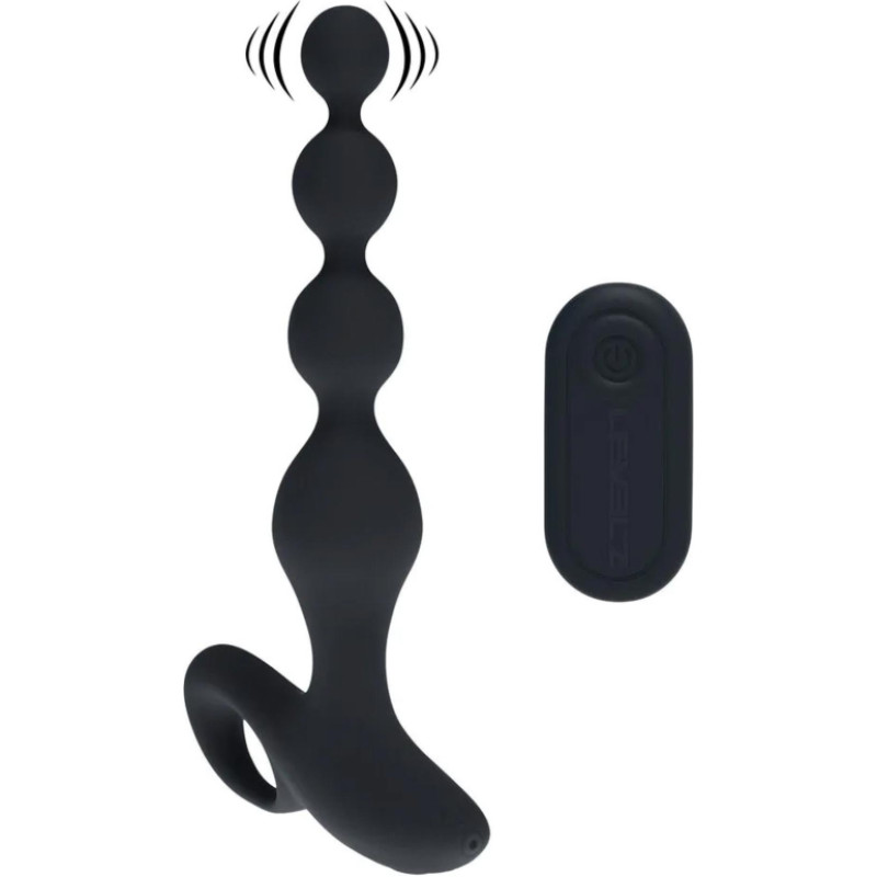 Levelz Remote Control Beaded Vibrating Silicone Anal Plug - Black