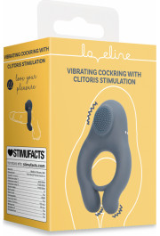 Loveline By Shots Vibrējošs dzimumlocekļa gredzens ar klitora stimulāciju - indigo zils