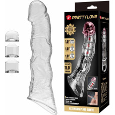 Pretty Love Extension Penis Sleeve with Modular Length Blocks Clear – 28 cm