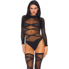 Leg Avenue Opaque Criss Cross Bodysuit and Thigh Highs
