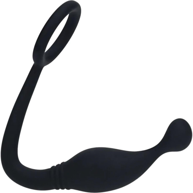 Levelz Silicone Cockring with Prostate Stimulator - M - Black