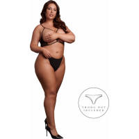 Le Désir Open Cup Triangle Bra with Lace and Adjustable Sliders - Plus Size - Black