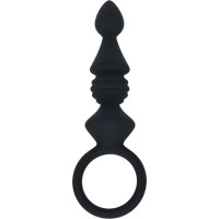 Levelz Ribbed Silicone Anal Probe with Loop - Black