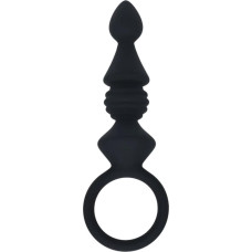 Levelz Ribbed Silicone Anal Probe with Loop - Black