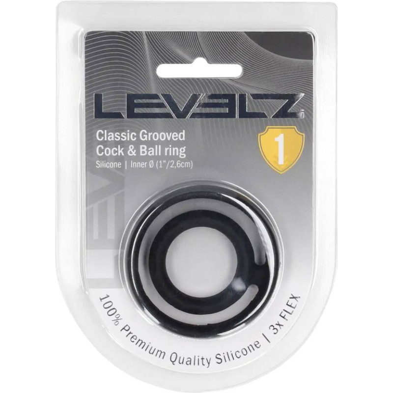 Levelz By Shots Classic Grooved Silicone Cock and Ball Ring - Black